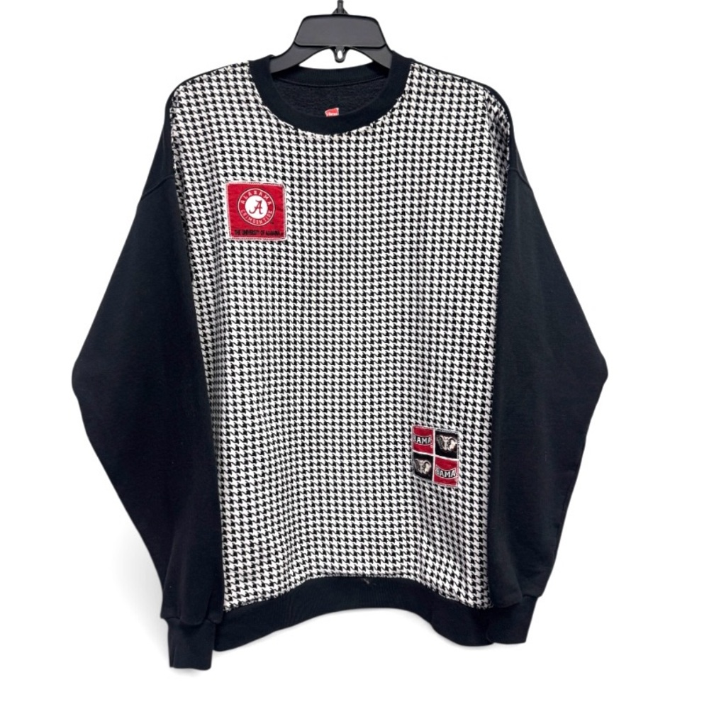 Hanes Custom Made University of Alabama Houndstooth Black Sweatshirt Large